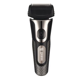 Reciprocating Three-bit Floating Shaver LED Display Rechargeable Men (Option: Black-Standard)