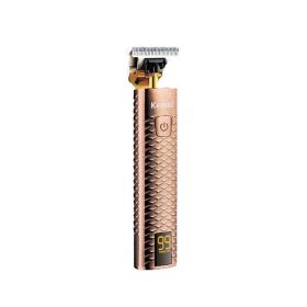 Diamond Mesh Engraving Body LC Digital Display High Power Oil Head Trim Hair Clipper (Option: Red Copper)