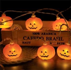 SpookGlow™ - Halloween LED String Lights (Option: Faceted pumpkin-2meters 10lights warm white)