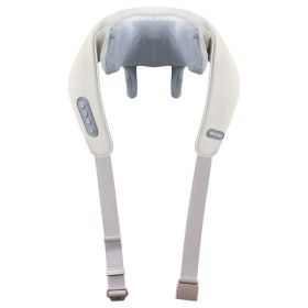 Shoulder And Neck Massage Instrument Neck Massager Neck Lifting Hot Compress Dredging Neck Trapezoid Muscle Clip Kneading (Option: Beige-English Packaging)